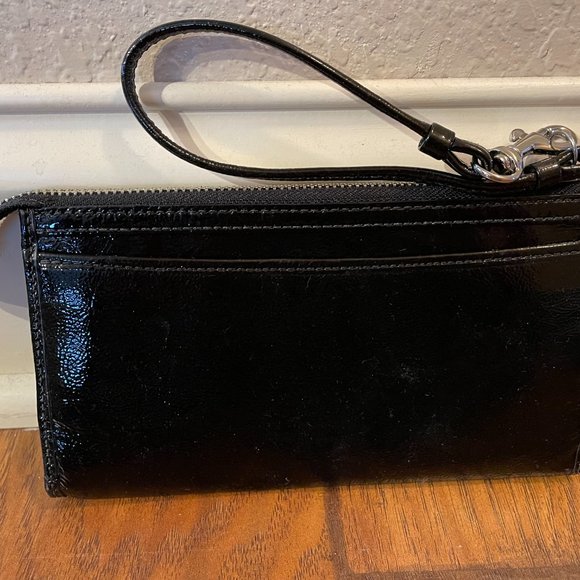Coach poppy wallet black patent wristlet - Picture 4 of 7